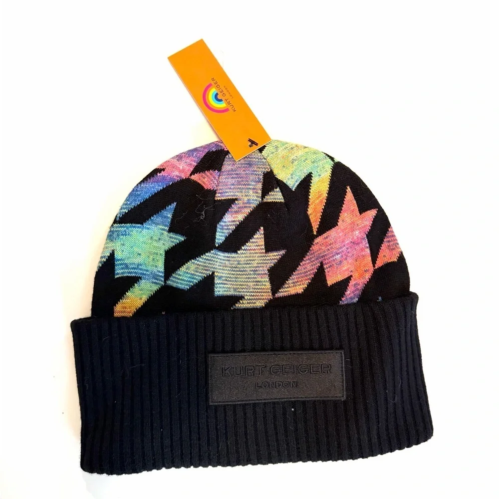 Kurt Geiger Multicolor Patterned houndstooth beanie